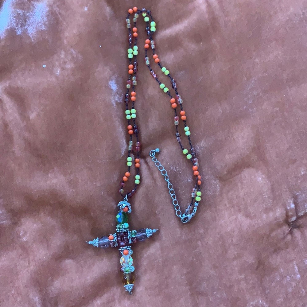 Beaded cross necklace